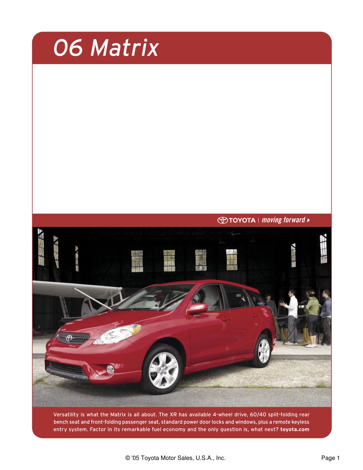 2006 Toyota Matrix Brochure Page 1